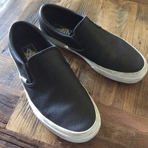 vans leather slip ons